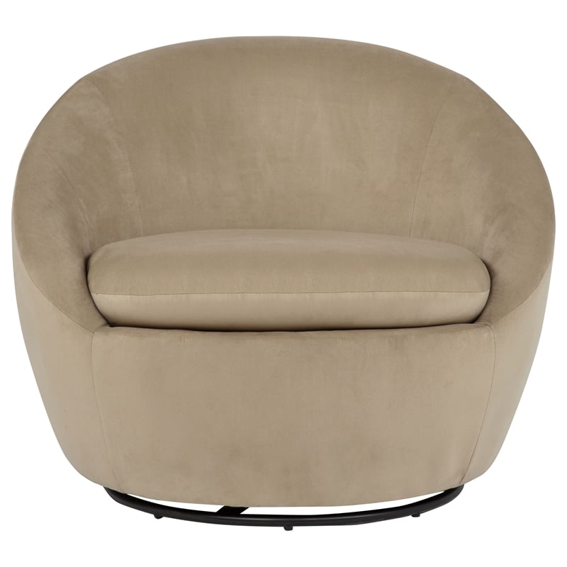 Pemberly Row Contemporary Velvet Upholstered Swivel Accent Chair in Camel