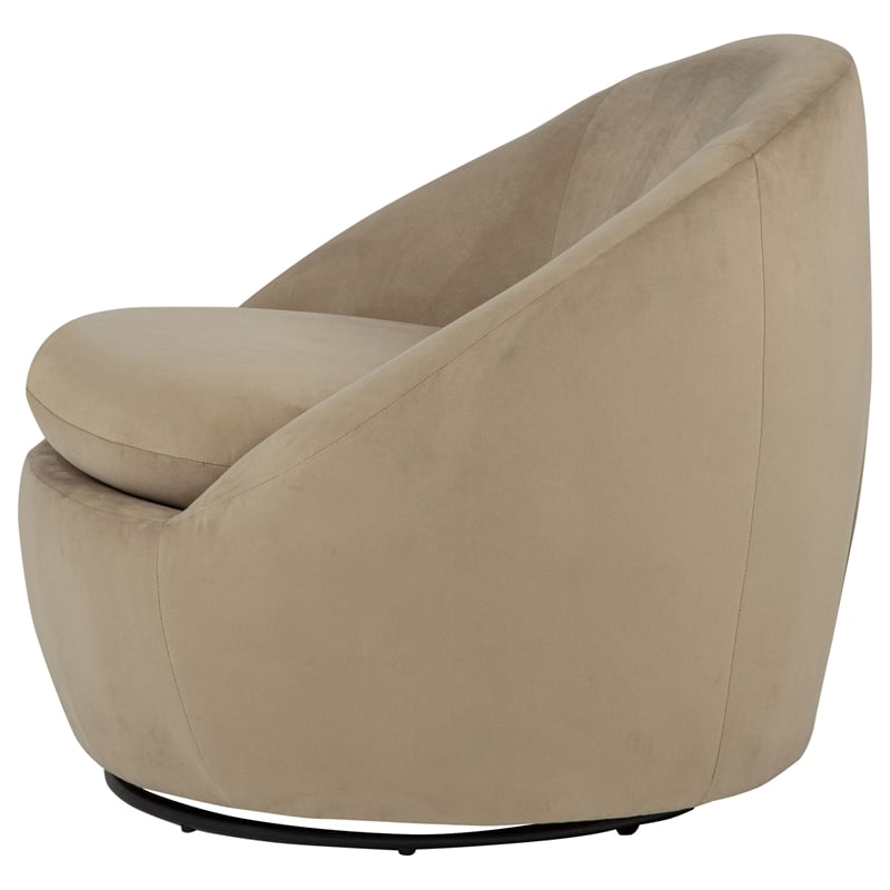 Pemberly Row Contemporary Velvet Upholstered Swivel Accent Chair in Camel