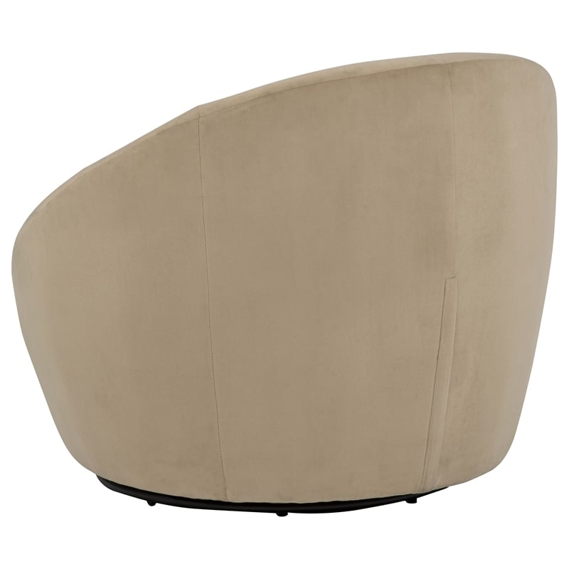 Pemberly Row Contemporary Velvet Upholstered Swivel Accent Chair in Camel