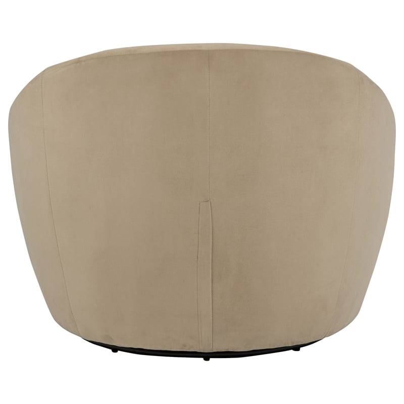 Pemberly Row Contemporary Velvet Upholstered Swivel Accent Chair in Camel