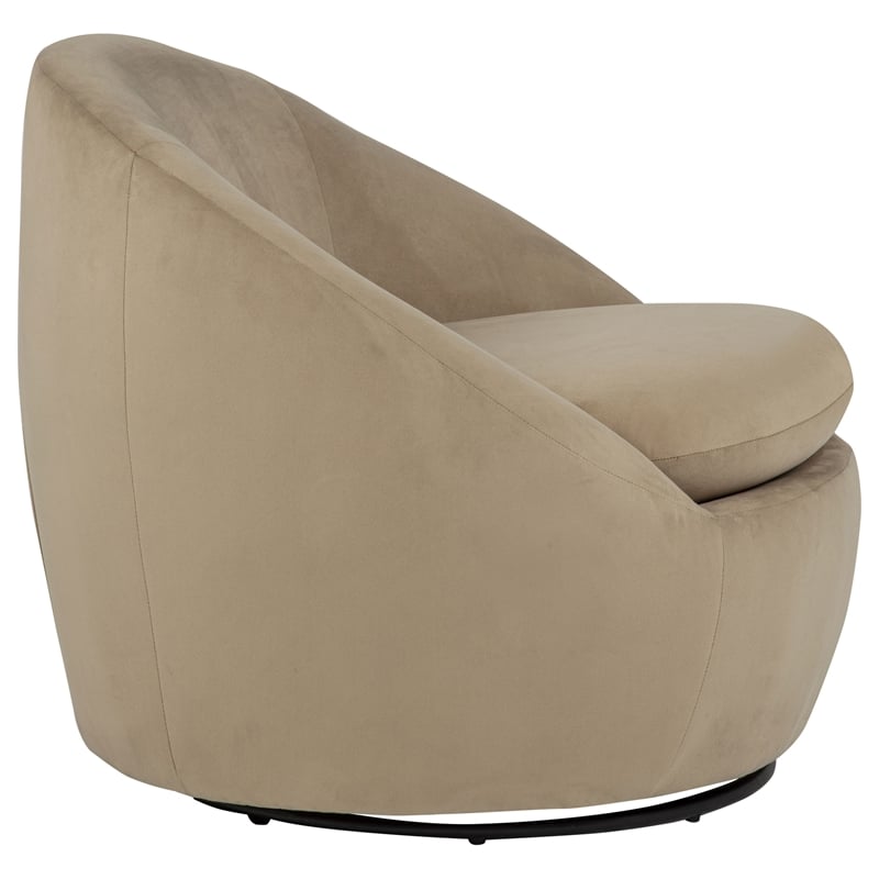 Pemberly Row Contemporary Velvet Upholstered Swivel Accent Chair in Camel