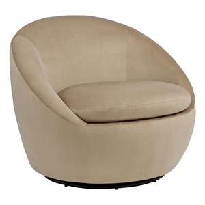 Pemberly Row Contemporary Velvet Upholstered Swivel Accent Chair in Camel