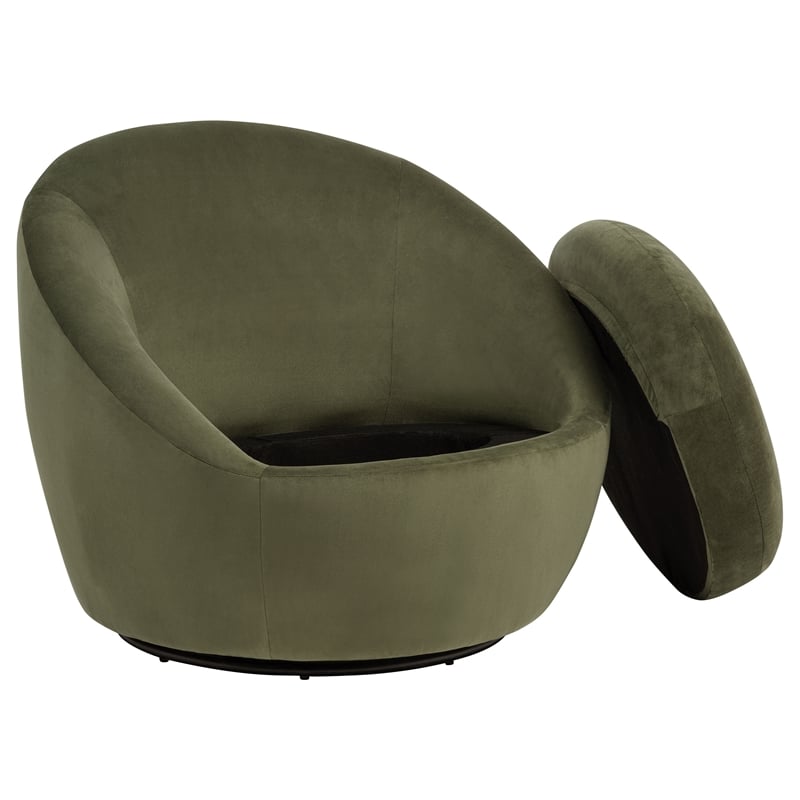 Pemberly Row Contemporary Velvet Upholstered Swivel Accent Chair in Olive