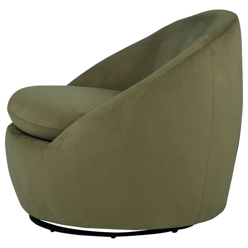Pemberly Row Contemporary Velvet Upholstered Swivel Accent Chair in Olive