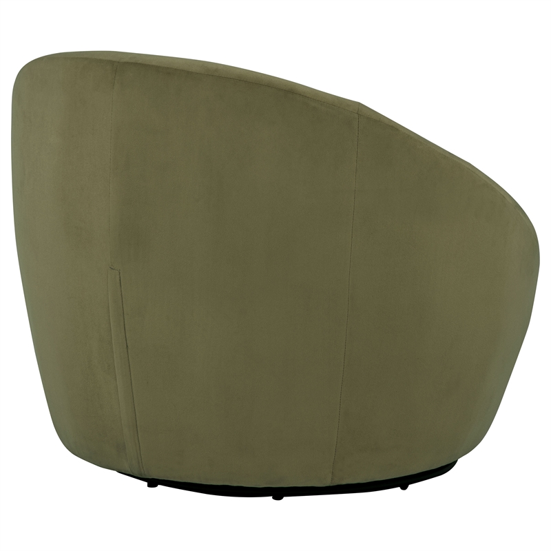 Pemberly Row Contemporary Velvet Upholstered Swivel Accent Chair in Olive