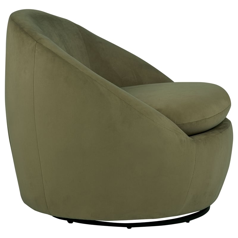 Pemberly Row Contemporary Velvet Upholstered Swivel Accent Chair in Olive