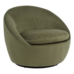 Pemberly Row Contemporary Velvet Upholstered Swivel Accent Chair in Olive