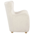 Pemberly Row Faux Fur Fabric Wingback Lounge Accent Chair in Ivory