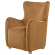Pemberly Row Velvet Wingback Lounge Accent Chair in Cognac Brown