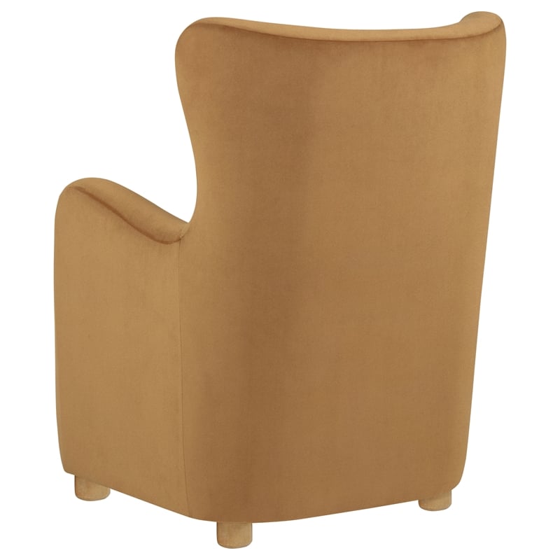 Pemberly Row Velvet Wingback Lounge Accent Chair in Cognac Brown