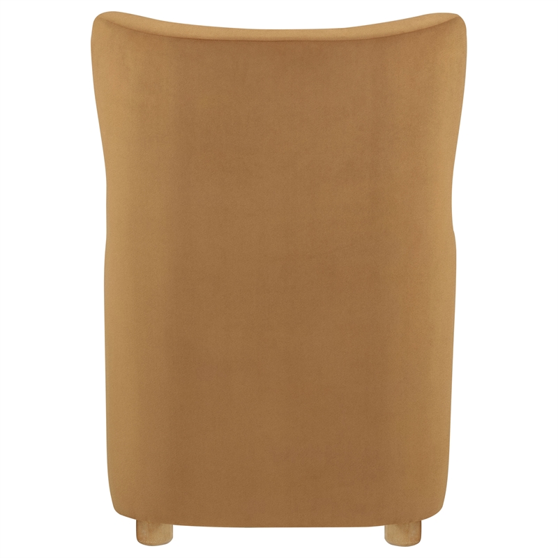Pemberly Row Velvet Wingback Lounge Accent Chair in Cognac Brown