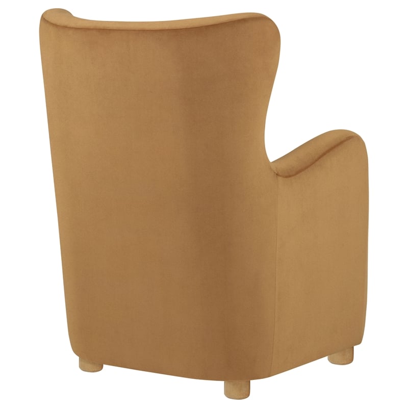Pemberly Row Velvet Wingback Lounge Accent Chair in Cognac Brown