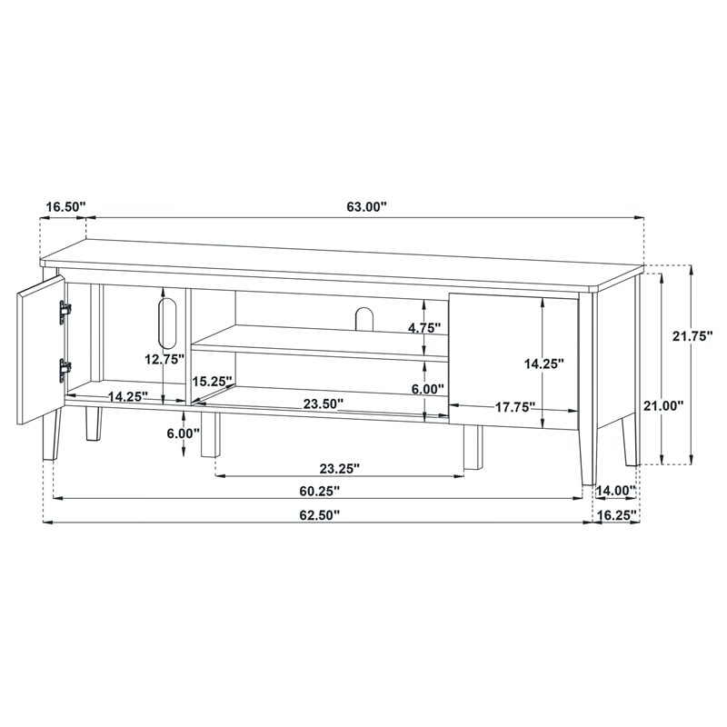 Pemberly Row 2-Door TV Stand Media Console for TVs up to 68