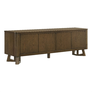 Pemberly Row 4-Door Wood TV Stand Media Console for TVs up to 75&quot in Brown
