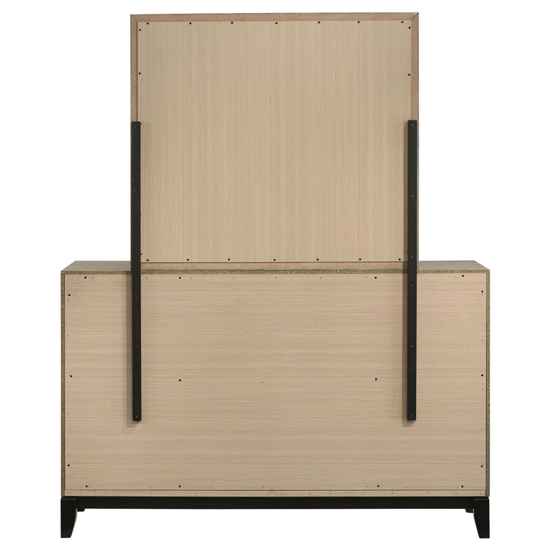 Pemberly Row 6-Drawer Transitional Wood Dresser and Mirror in Light Taupe