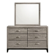 Pemberly Row 6-Drawer Transitional Wood Dresser and Mirror in Light Taupe