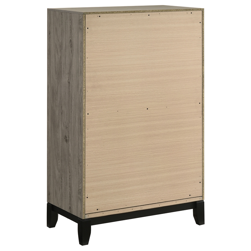 Pemberly Row 5-Drawer Transitional Wood Chest of Drawers in Light Taupe