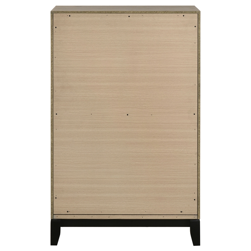 Pemberly Row 5-Drawer Transitional Wood Chest of Drawers in Light Taupe