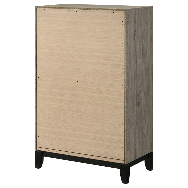 Pemberly Row 5-Drawer Transitional Wood Chest of Drawers in Light Taupe