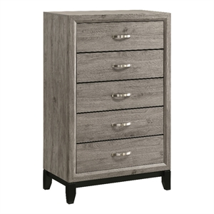 Pemberly Row 5-Drawer Transitional Wood Chest of Drawers in Light Taupe