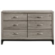 Pemberly Row 6-Drawer Transitional Wood Dresser Cabinet in Light Taupe