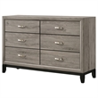Pemberly Row 6-Drawer Transitional Wood Dresser Cabinet in Light Taupe
