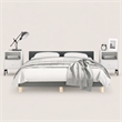 Pemberly Row Queen Bed Frame with Headboard in Dark Gray Fabric