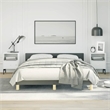 Pemberly Row Queen Bed Frame with Headboard in Dark Gray Fabric