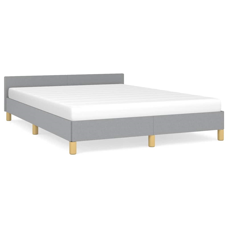 Pemberly Row Full Bed Frame with Upholstered Headboard in Light Grey