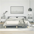 Pemberly Row Full Bed Frame with Upholstered Headboard in Light Grey