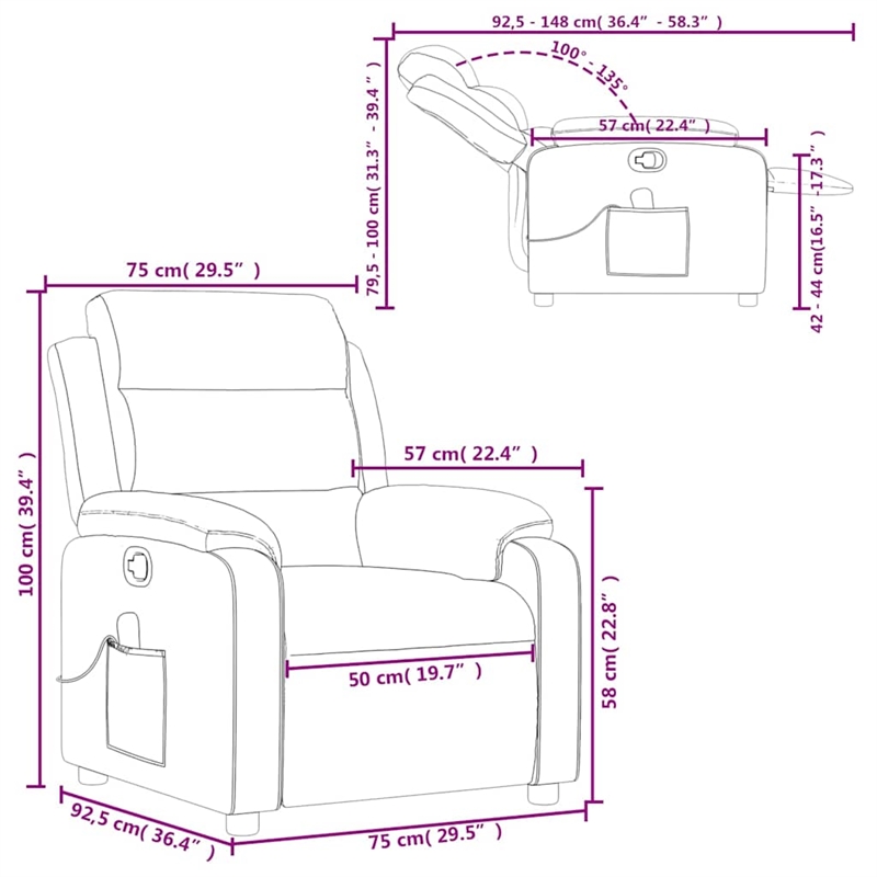 Pemberly Row Massage Recliner Chair in Dark Green Velvet