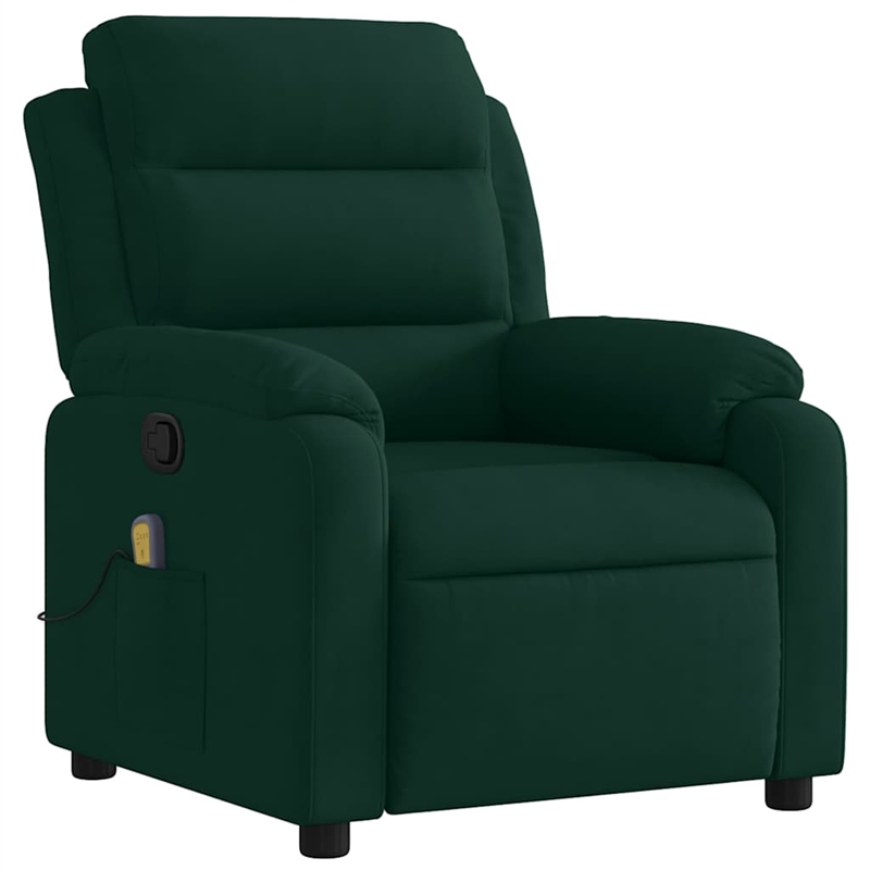 Pemberly Row Massage Recliner Chair in Dark Green Velvet
