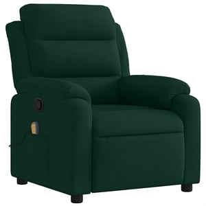 Pemberly Row Massage Recliner Chair in Dark Green Velvet