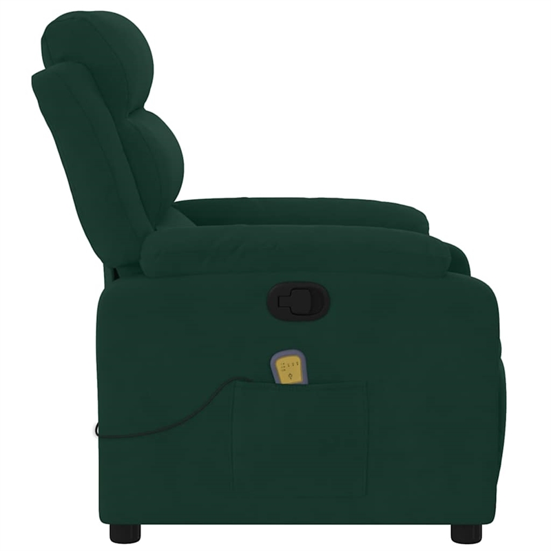 Pemberly Row Massage Recliner Chair in Dark Green Velvet