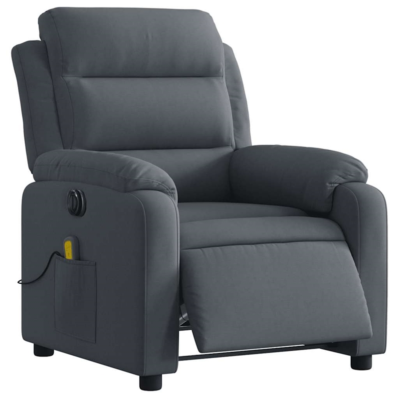 Pemberly Row Velvet Electric Massage Recliner Chair in Dark Gray
