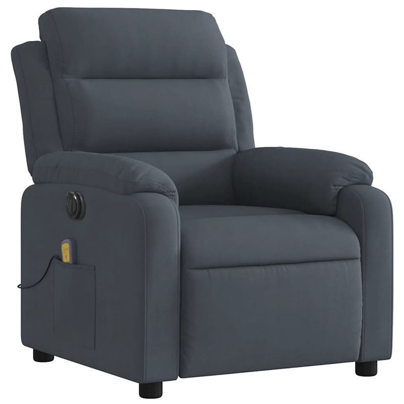 Pemberly Row Velvet Electric Massage Recliner Chair in Dark Gray
