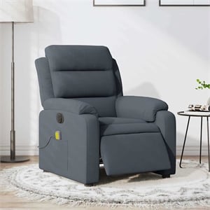 Pemberly Row Velvet Electric Massage Recliner Chair in Dark Gray