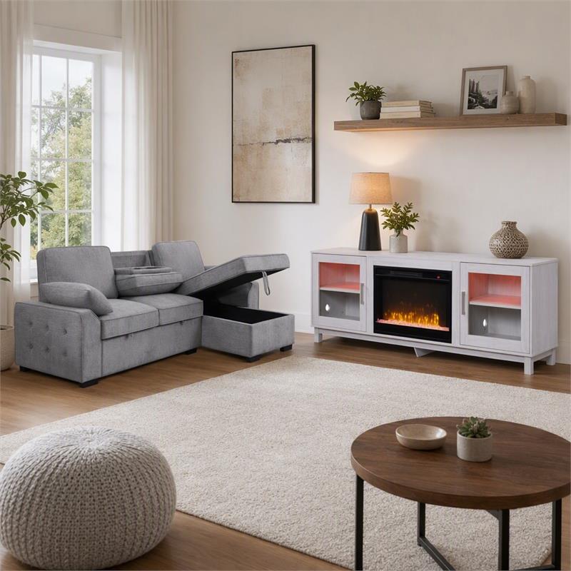 Pemberly Row Set of 2 TV Stand and Mackenzie Sleeper Sectional