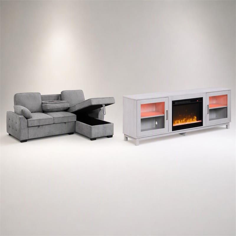 Pemberly Row Set of 2 TV Stand and Mackenzie Sleeper Sectional