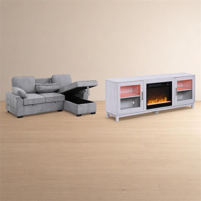Pemberly Row Set of 2 TV Stand and Mackenzie Sleeper Sectional