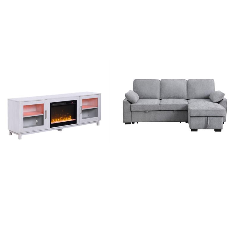 Pemberly Row Set of 2 TV Stand and Mackenzie Sleeper Sectional