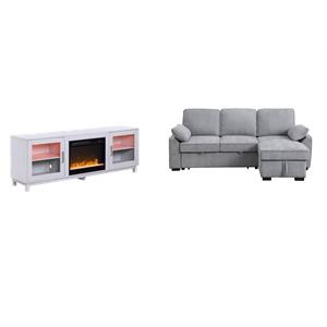 Pemberly Row Set of 2 TV Stand and Mackenzie Sleeper Sectional
