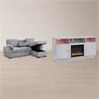 Pemberly Row Set of 2 Fireplace TV Console & Sleeper Sectional Sofa