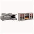 Pemberly Row Set of 2 Fireplace TV Stand and Sleeper Sectional Sofa