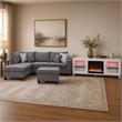 Pemberly Row 3Pc Set of Sectional Sofa with Ottoman and TV Stand with Fireplace