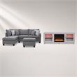 Pemberly Row 3Pc Set of Sectional Sofa with Ottoman and TV Stand with Fireplace