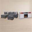 Pemberly Row 3Pc Set of Fireplace TV Console & Sectional Sofa with Ottoman