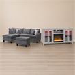 Pemberly Row 3Pc Set of Fireplace TV Console and Sectional Sofa with Ottoman