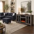 Pemberly Row 3Pc Set of Fireplace TV Console and Sectional Sofa with Ottoman