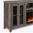 Pemberly Row 3Pc Set of Fireplace TV Console and Sectional Sofa with Ottoman